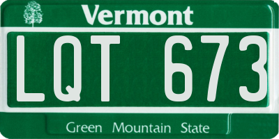 VT license plate LQT673
