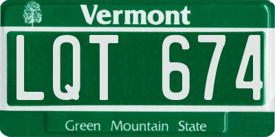 VT license plate LQT674