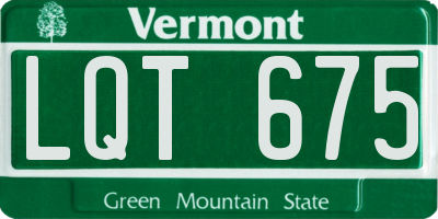 VT license plate LQT675