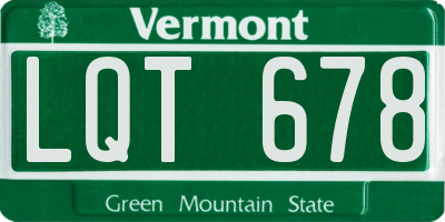 VT license plate LQT678
