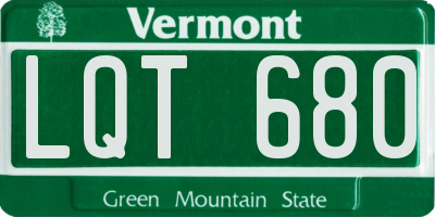 VT license plate LQT680