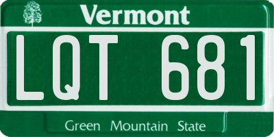 VT license plate LQT681