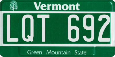 VT license plate LQT692