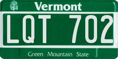 VT license plate LQT702