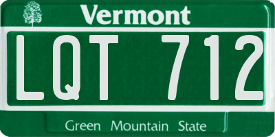VT license plate LQT712