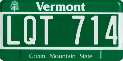 VT license plate LQT714