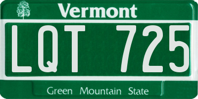 VT license plate LQT725
