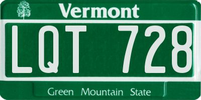 VT license plate LQT728