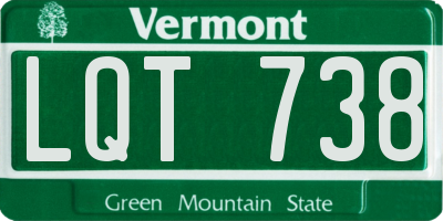 VT license plate LQT738