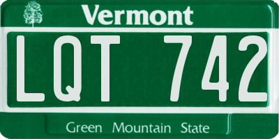 VT license plate LQT742