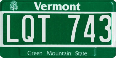 VT license plate LQT743