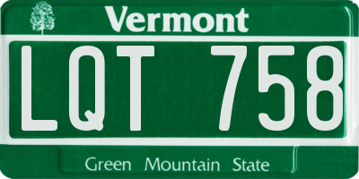 VT license plate LQT758