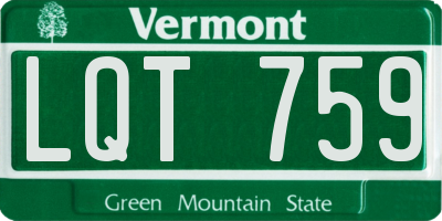 VT license plate LQT759