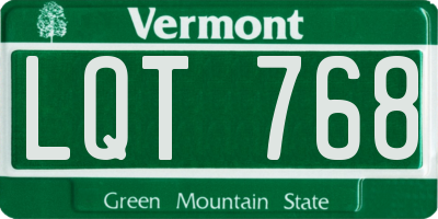 VT license plate LQT768