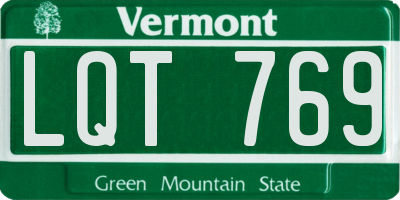 VT license plate LQT769