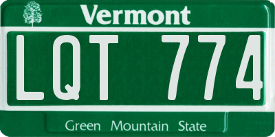 VT license plate LQT774