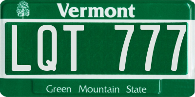 VT license plate LQT777