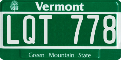 VT license plate LQT778