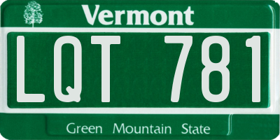 VT license plate LQT781