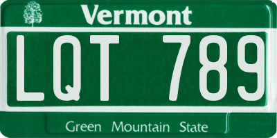 VT license plate LQT789