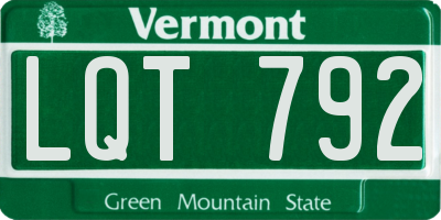 VT license plate LQT792