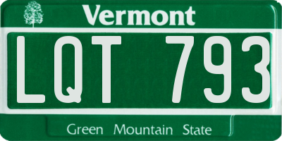 VT license plate LQT793