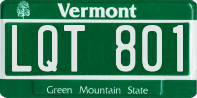 VT license plate LQT801