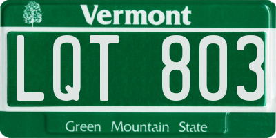 VT license plate LQT803