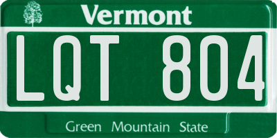 VT license plate LQT804
