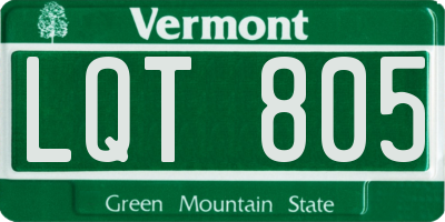 VT license plate LQT805