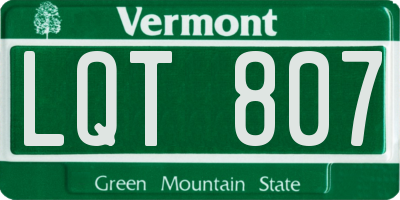 VT license plate LQT807