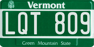 VT license plate LQT809