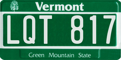 VT license plate LQT817