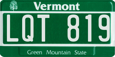 VT license plate LQT819