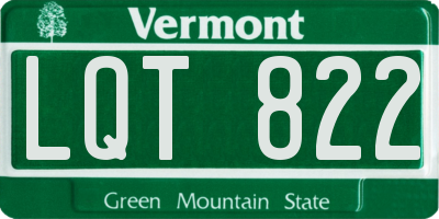 VT license plate LQT822