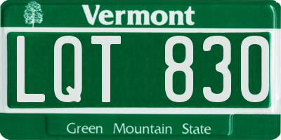 VT license plate LQT830