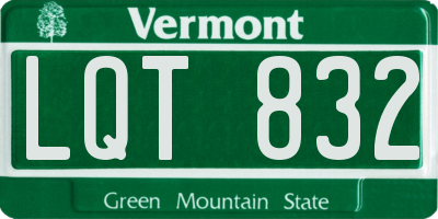 VT license plate LQT832