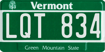 VT license plate LQT834