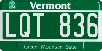 VT license plate LQT836