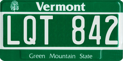 VT license plate LQT842