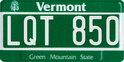 VT license plate LQT850
