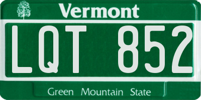 VT license plate LQT852