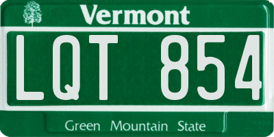 VT license plate LQT854