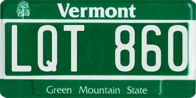 VT license plate LQT860