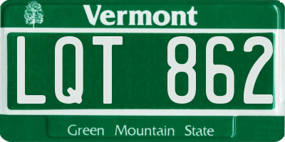 VT license plate LQT862