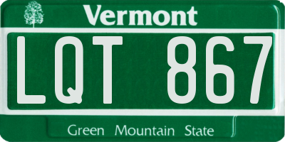 VT license plate LQT867