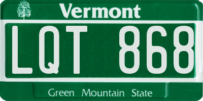 VT license plate LQT868
