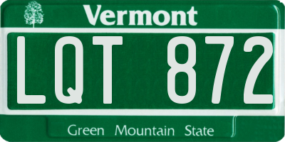 VT license plate LQT872