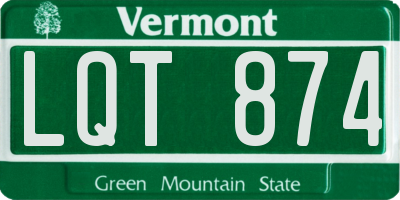 VT license plate LQT874
