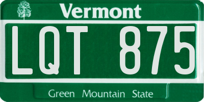 VT license plate LQT875
